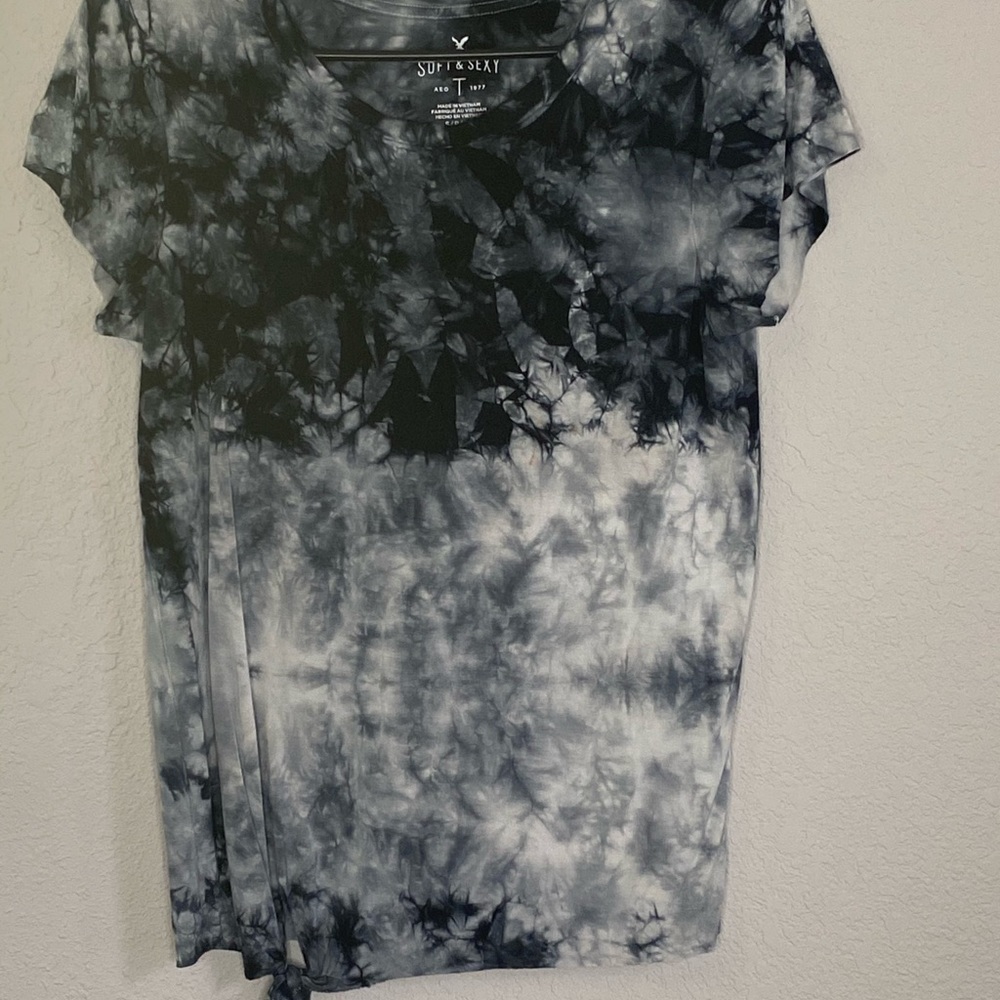 Black cotton tie-dye top